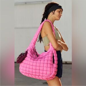 Free People Quilted Carryall Bag in
Bubblegum Pink NWT
